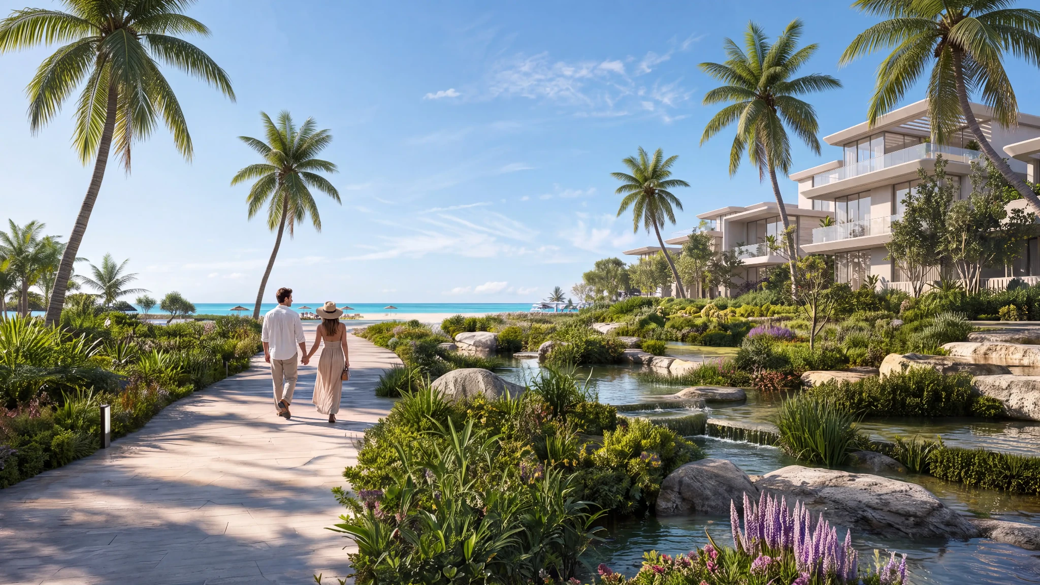 Садовая дорожка, ведущая к пляжу в Maldives Waterfront and Marina